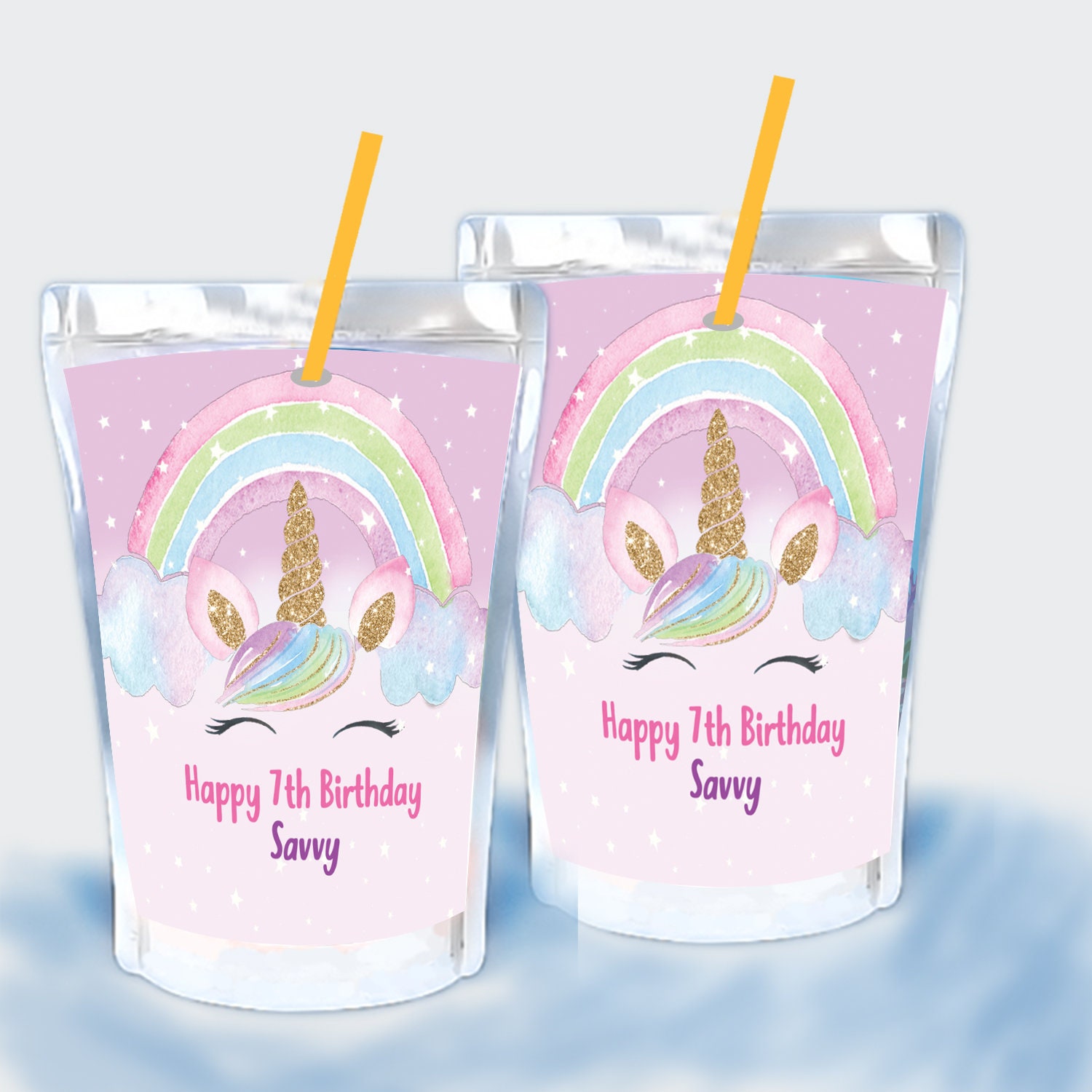 unicorn capri sun labels with photo-unicorn party favors-unicorn  party-unicorn personalized party favors-first birthday party favors