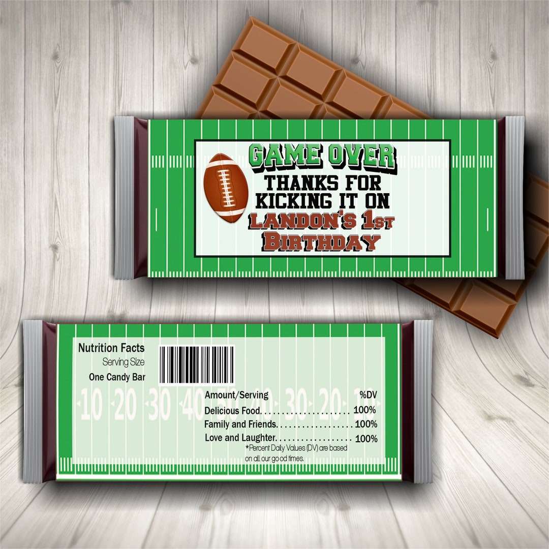 Football Birthday Party Candy Bar Wrapper, Personalized Boy Birthday ...