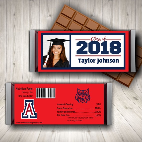 Set of 12 2019 High School Photo Graduation Candy Bar Wrappers PERSONALIZED