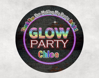 Neon Glow Party Favor Gift Tag Stickers, Glow In The Dark Stickers