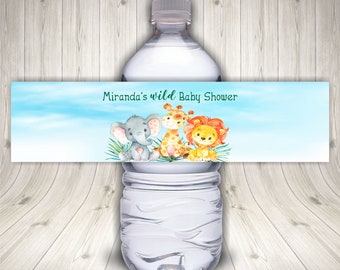 Safari Jungle  Baby Shower Water Bottle Labels