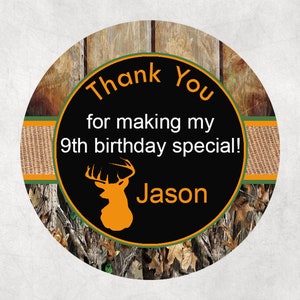 Hunting Realtree Camo Birthday Party Favor Gift Tag Stickers  Deer Hunting Party, Stickers with camouflage, Boy Orange