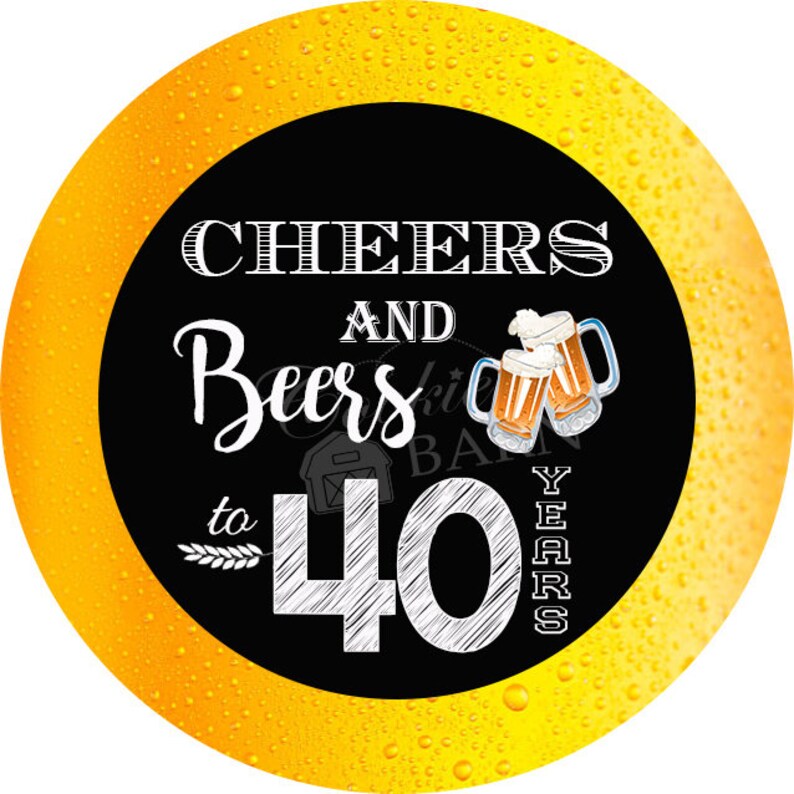 Printable 40th Birthday Round Tags Black and Gold Cheers &amp; - Etsy