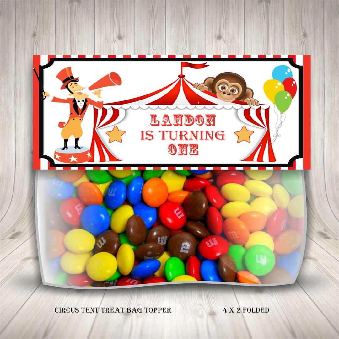 Personalized Circus Favor Treat Bag Toppers, Printable Carnival Bag ...