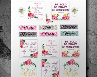 PRINTABLE Planner Stickers Bible Verse Black and White Inspirational ...