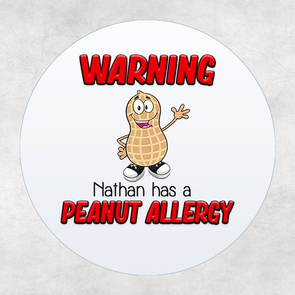 Personalized Food Allergy Warning Stickers, Custom School Peanut Allergy Labels