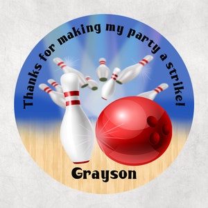 Personalized Bowling Birthday Party Favor Gift Tag Stickers