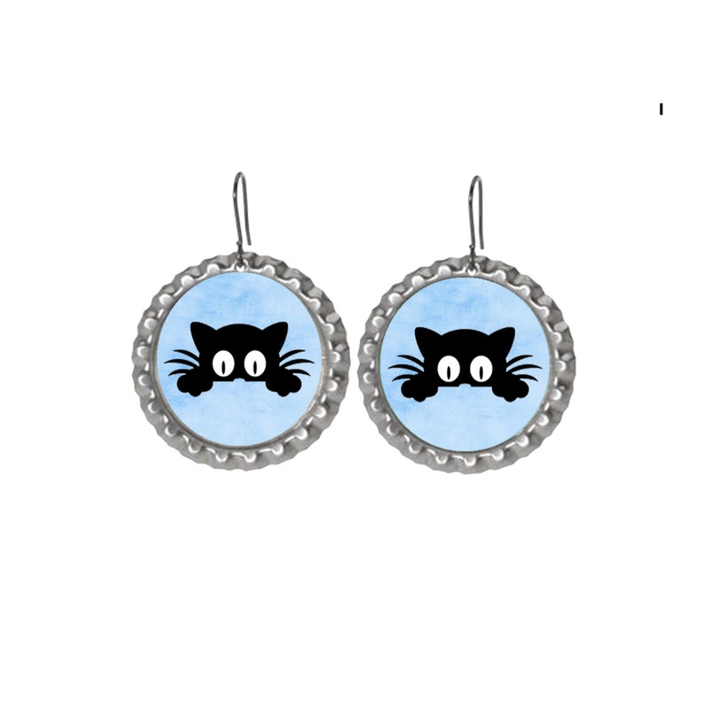 Cute Black Cat Bottle Cap Image Sheet Printable Kitten Etsy