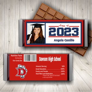 Class of 2023 Personalized Graduation Photo Candy Bar Wrapper, Graduation Party Favor, College High School Senior