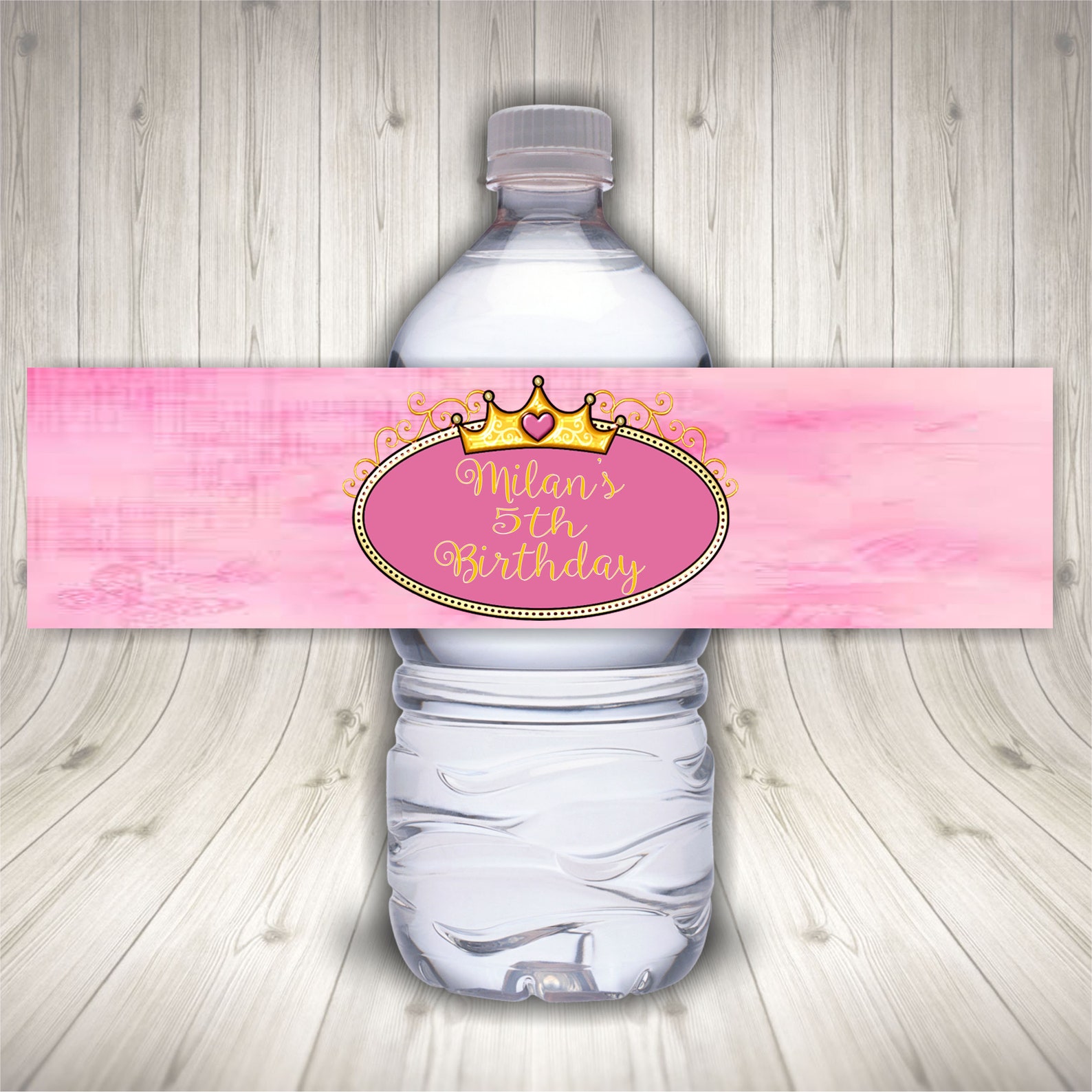 Princess Water Bottle Label Birthday Party Labels Pink Gold | Etsy