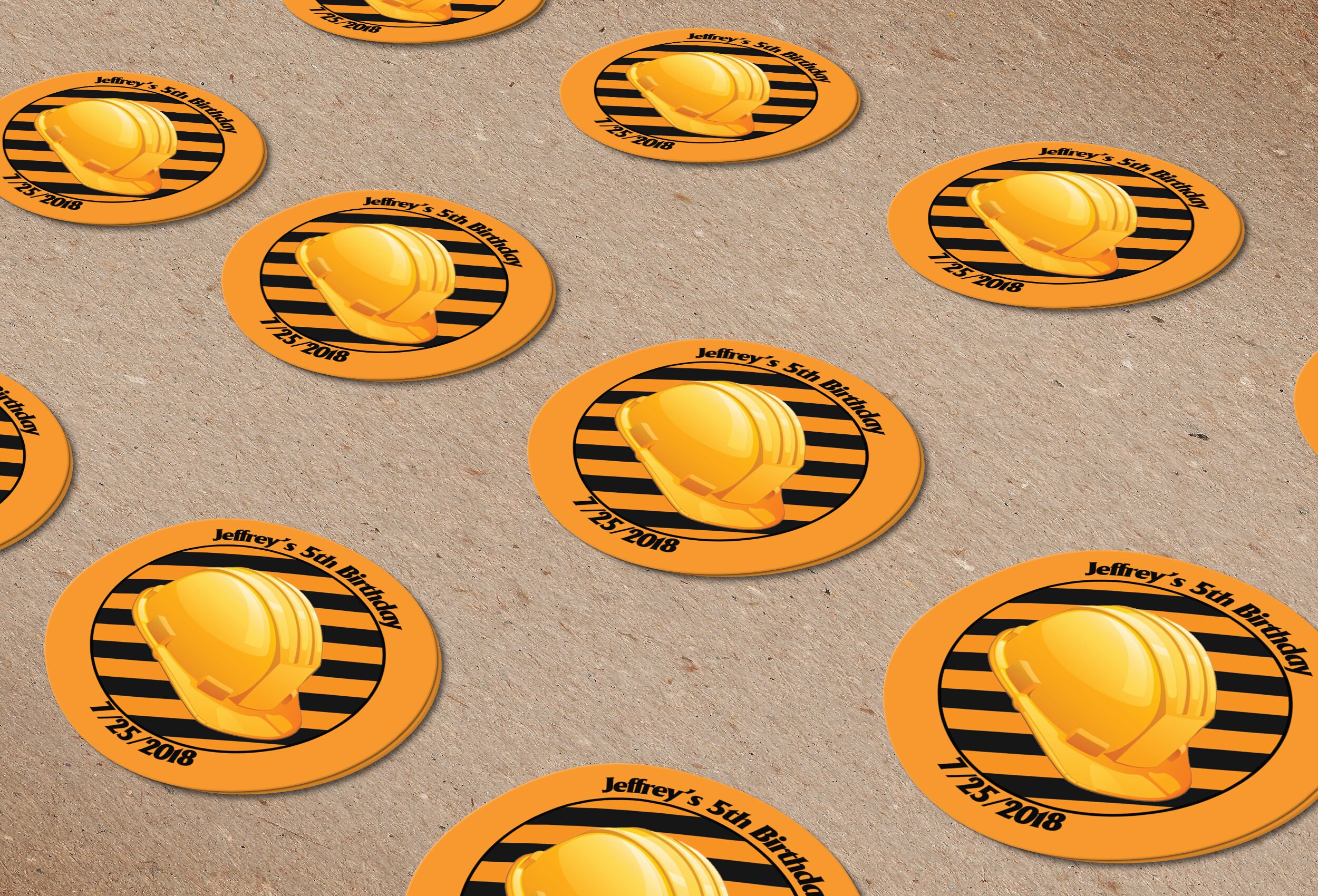 Construction Hard Hat Birthday Party Favor Stickers Etsy