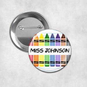 Personalized Teacher Button Pin Flat or Magnets, Teacher Appreciation Gift Badge