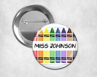 Personalized Teacher Button Pin Flat or Magnets, Teacher Appreciation Gift Badge