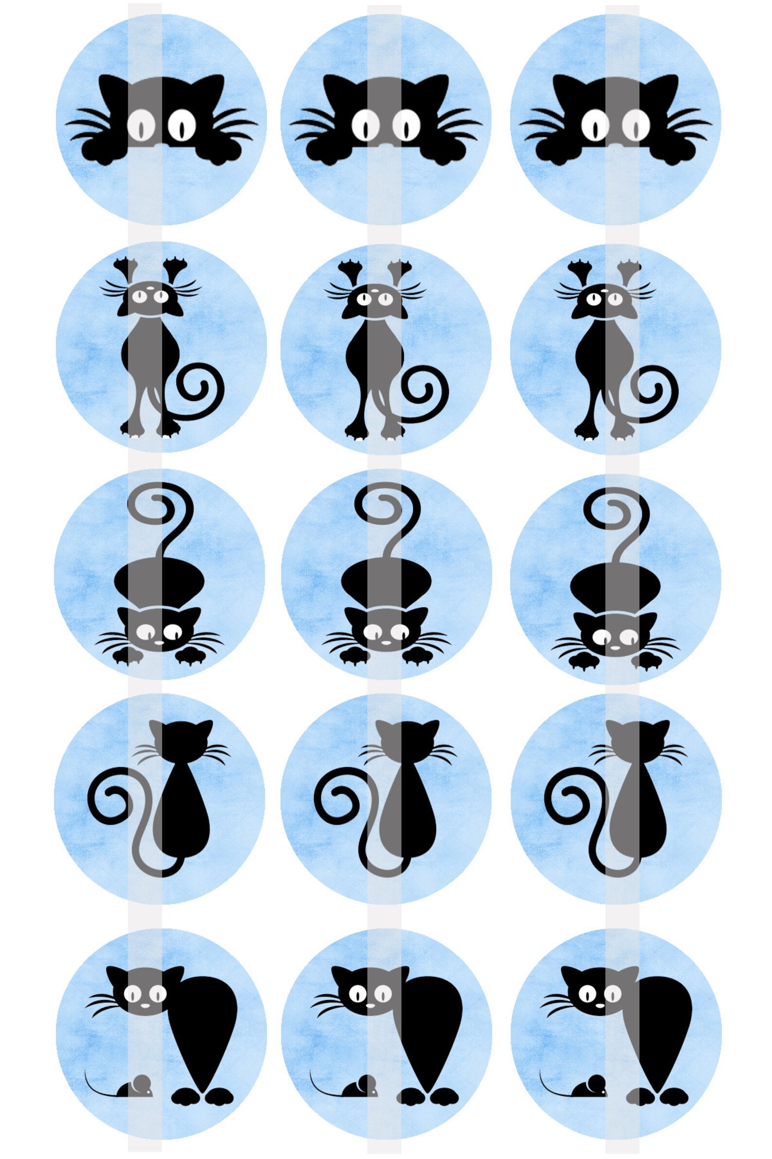 Cute Black Cat Bottle Cap Image Sheet Printable Kitten Etsy