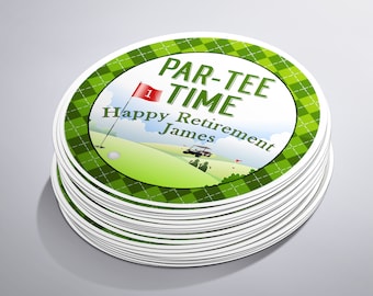 Golf Birthday or Retirement Party Stickers Favors that are Personalized