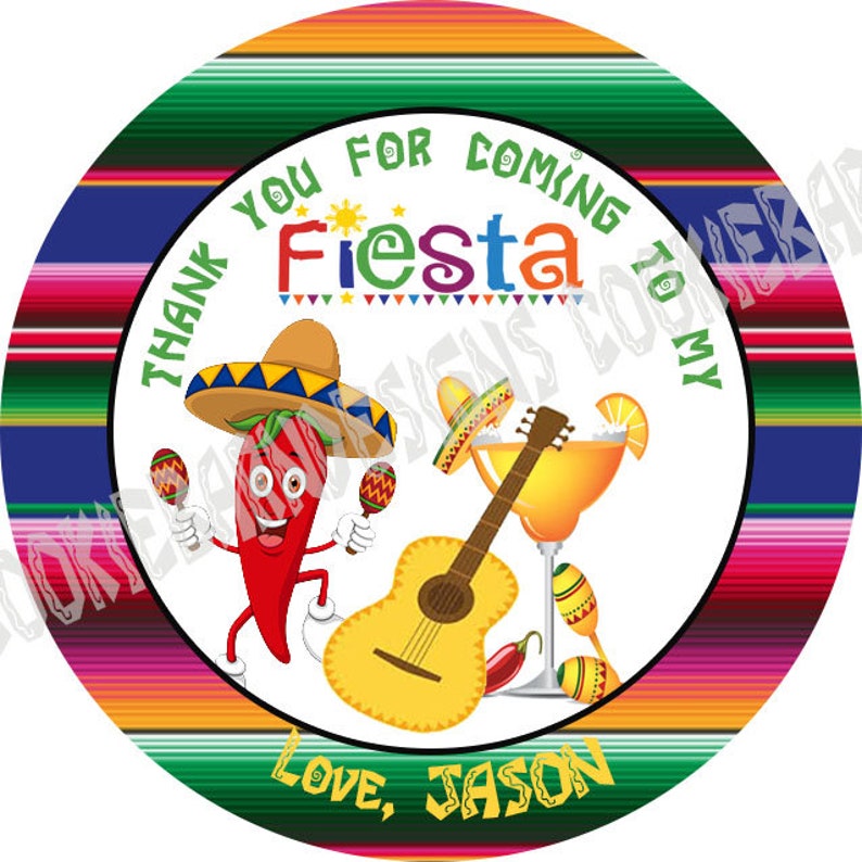 Fiesta Party Stickers Mexican Fiesta Party Labels Fiesta Etsy