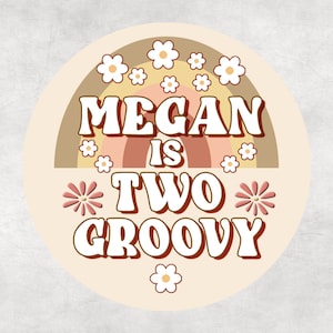 Two Groovy 2nd  Birthday Sticker, Hippie Boho Party, Personalized Labels