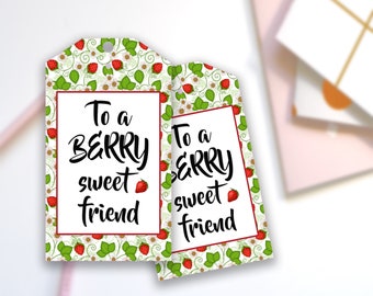 To a Berry Sweet Friend Strawberry Gift Tag, Thank you Tag,