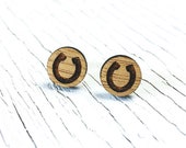 Horseshoe Stud Earrings, Lucky Horseshoe Earrings, Horse Earrings, Cowgirl Gift, Laser Cut Wood Jewelry, Bamboo Earrings, Nickel Free