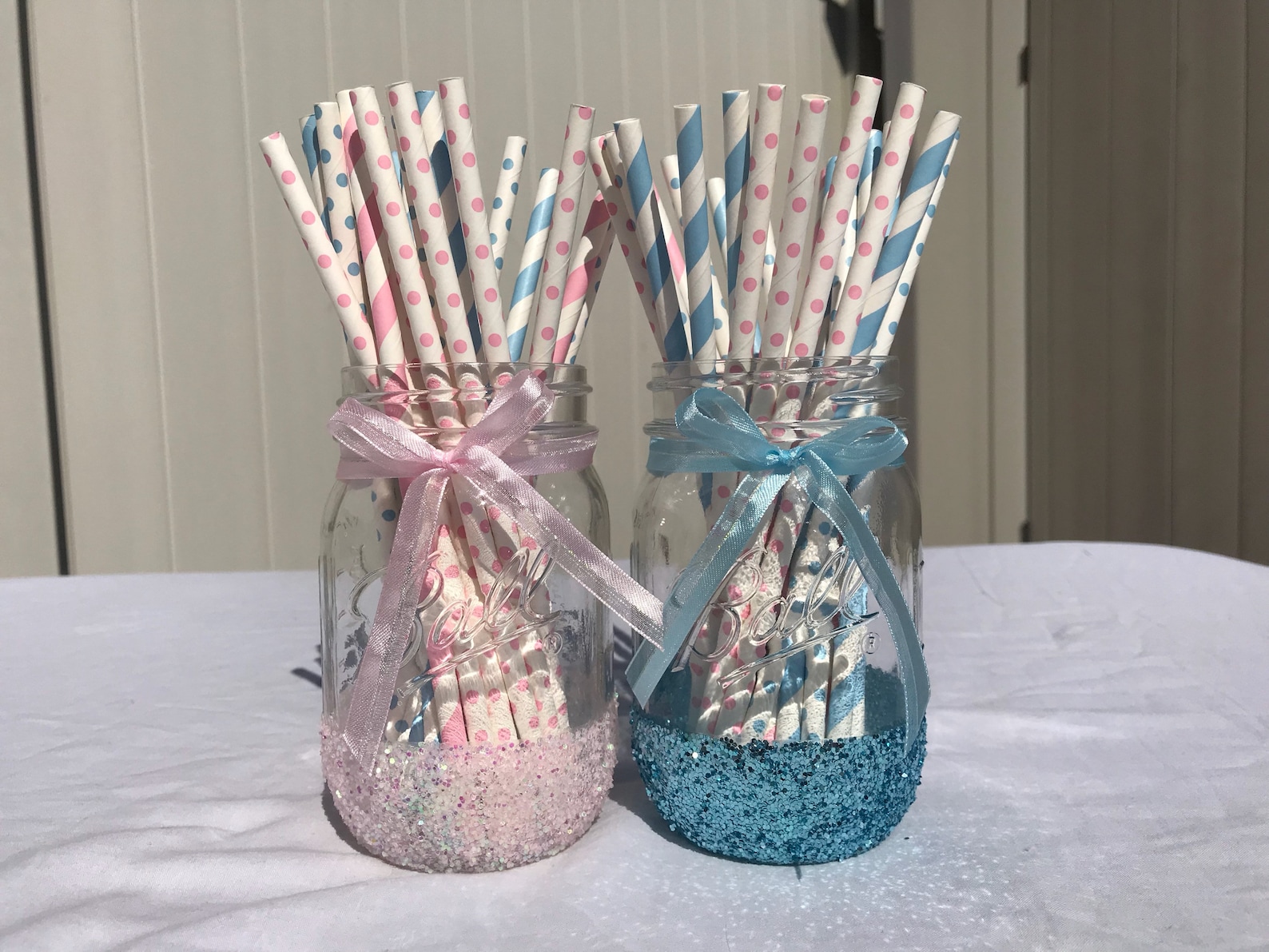 Gender Reveal Mason Jar Centerpieces Baby Shower Mason Jars Etsy