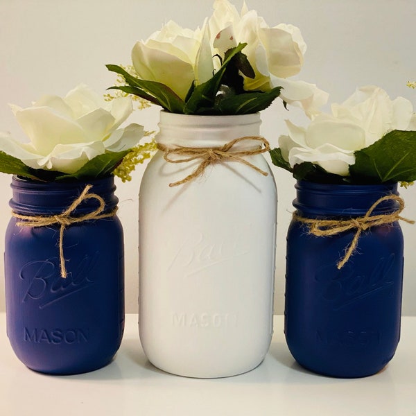 Navy Mason Jar Etsy