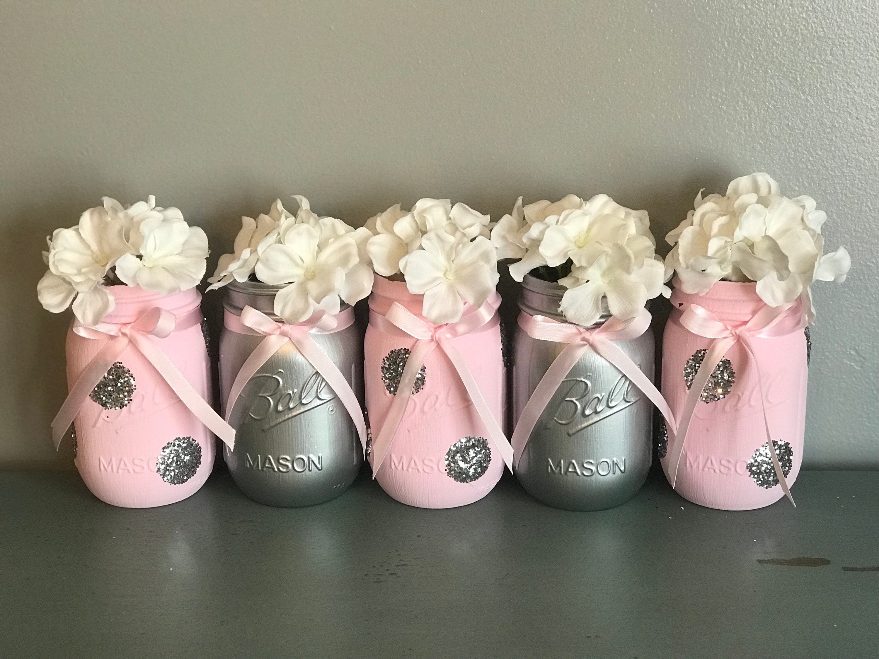 Girl baby shower centerpiece Pink and gray baby shower decorations Rus –  The Little Rustic Farm