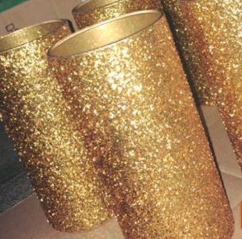 10 Gold Glitter Centerpieces Cylinder Vases Wedding Decor Etsy