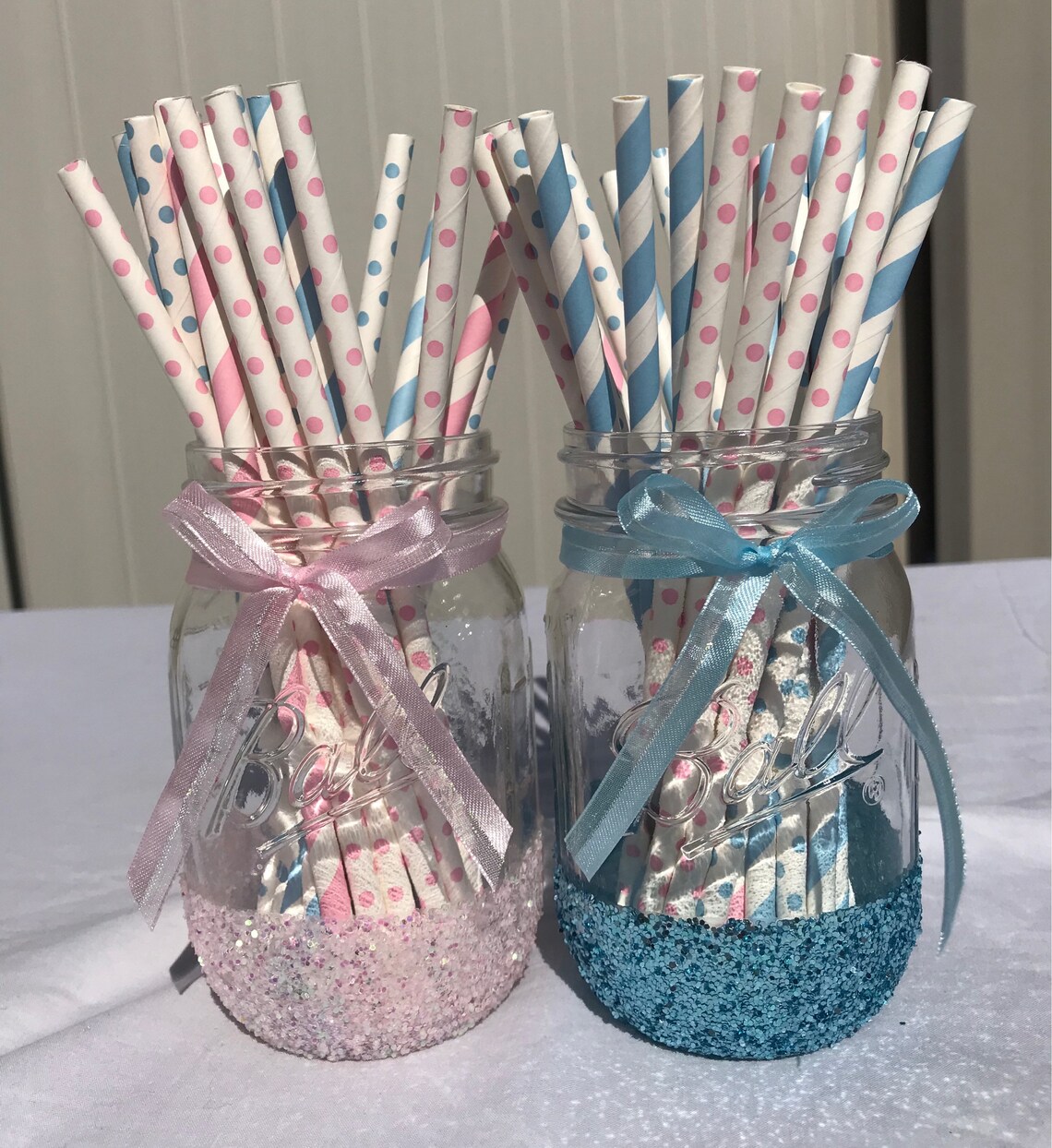 Gender Reveal Mason Jar Centerpieces Baby Shower Mason Jars Etsy