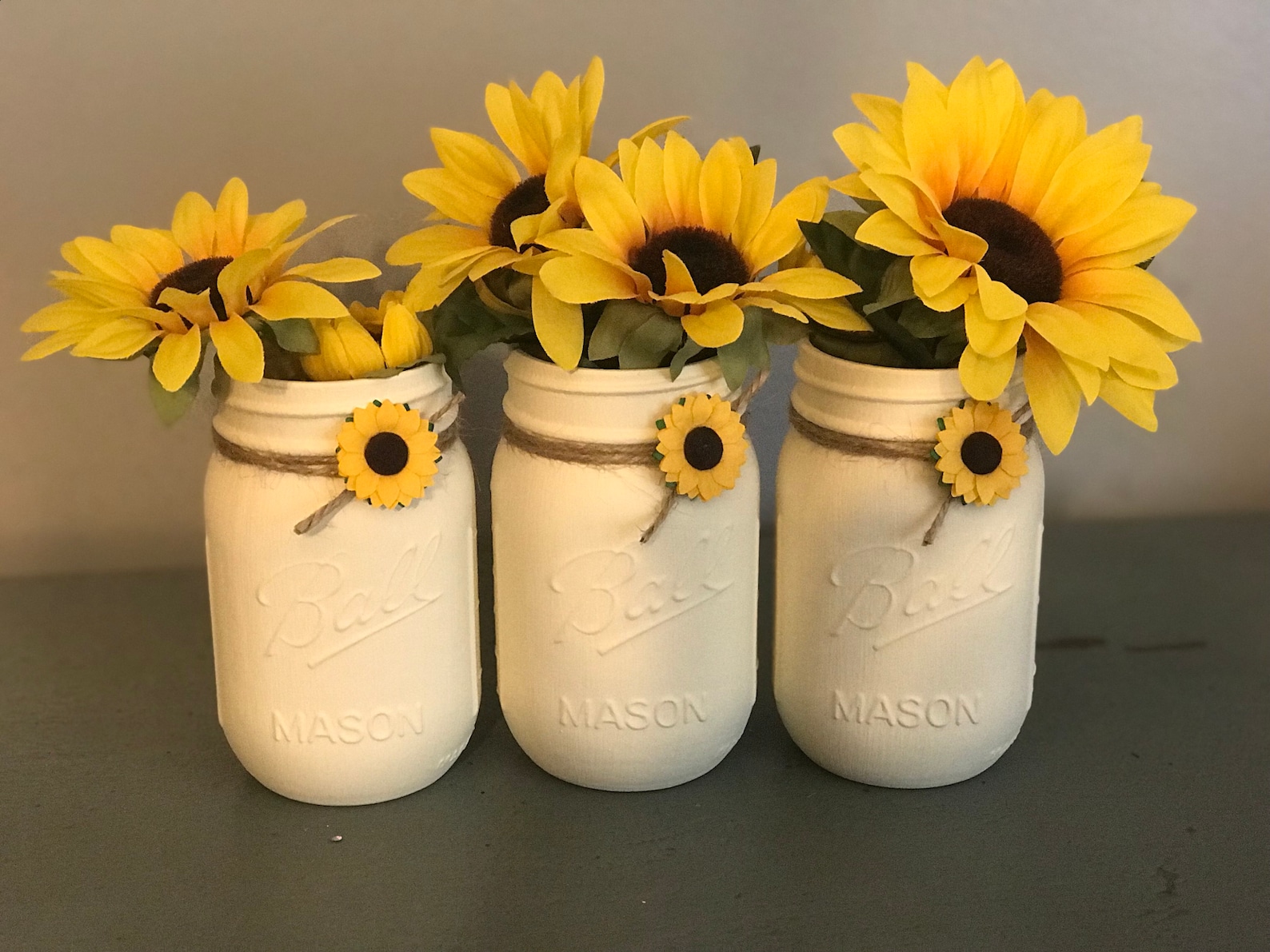 Sunflower Mason Jar Decor Set of 3 Sunflower Decor Summer Etsy