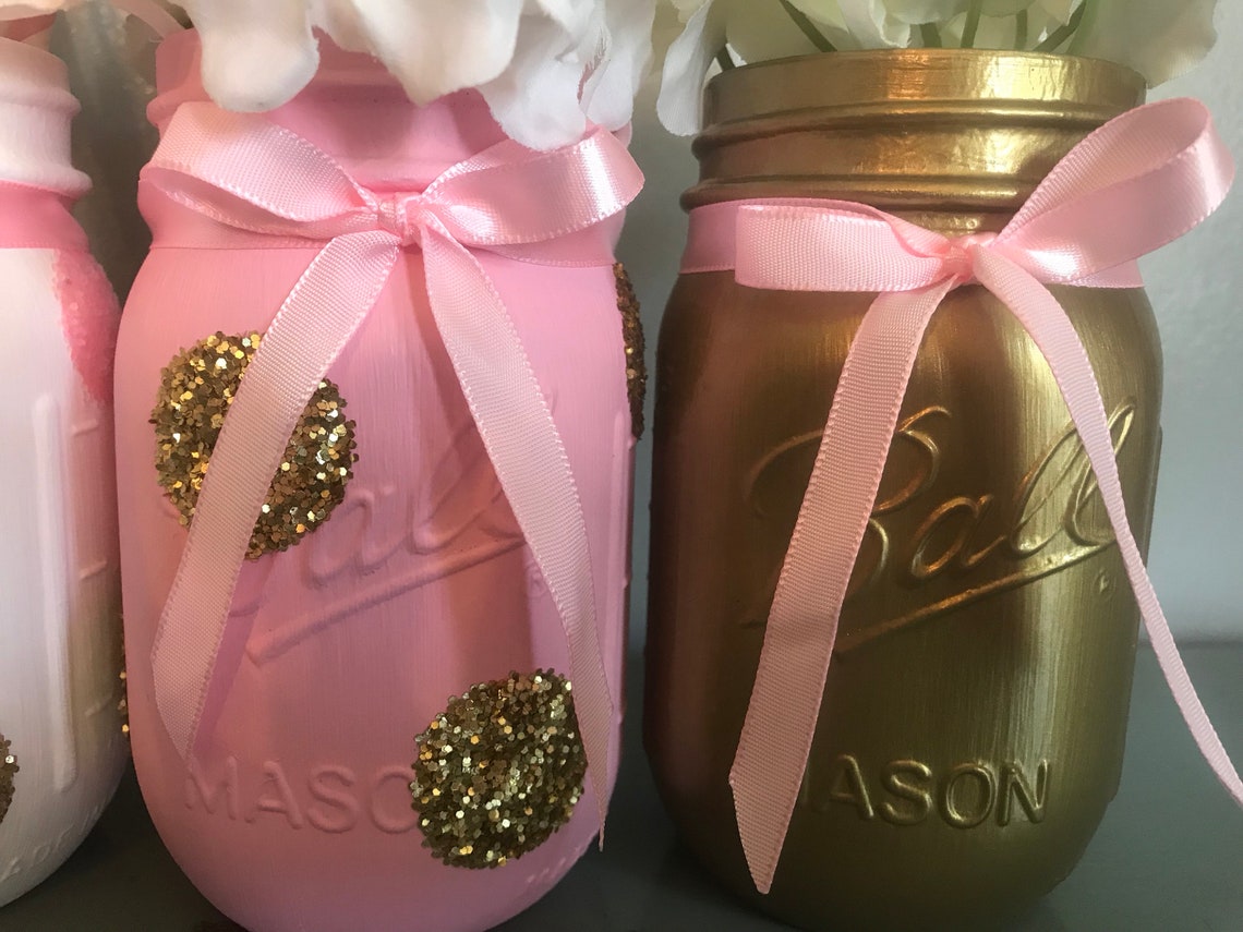 Pink and Gold Baby Shower Centerpieces Set of 6 Baby First Etsy