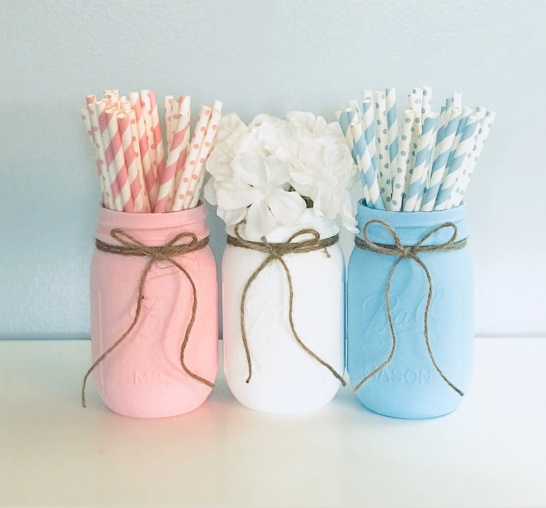 Genero Revela Tarros Mason Decoraciones De Ducha De Bebe Etsy