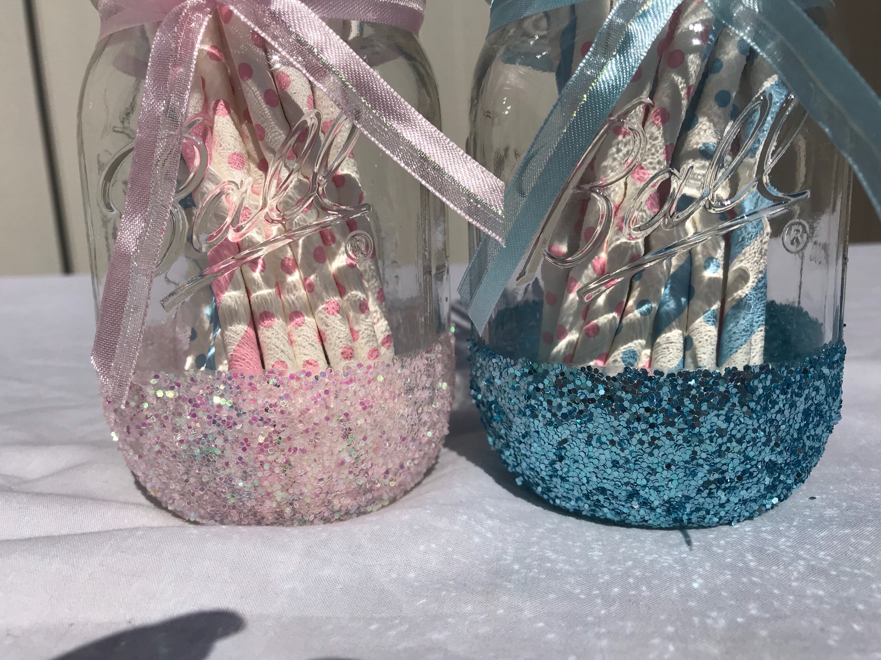 Gender Reveal Mason Jar Centerpieces Baby Shower Mason Jars Etsy