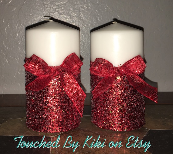 Decorative Pillar Candles Set Of 2 3x5 Etsy