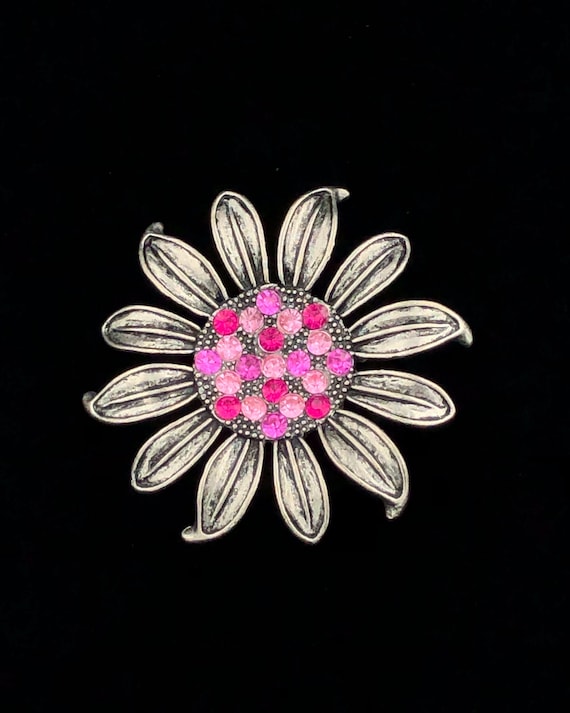 Vintage Rhinestone Daisy Flower Brooch Pin