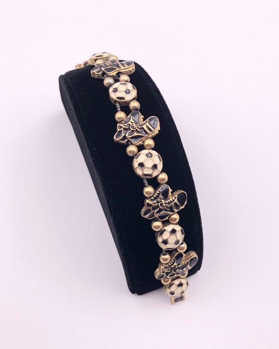 Soccer Balls and Soccer Shoes Slide Charm Bracelet