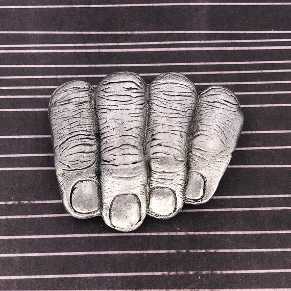 Vintage Silver Tone 4 Fingers - Hands in Pants Bel
