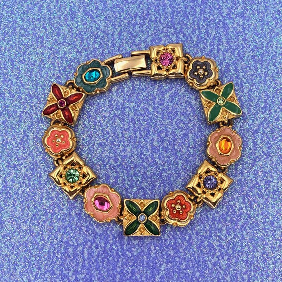 Joan Rivers Multi Colored Enamel and Rhinestone Fl