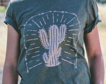 Desert Cactus graphic tee, desert hippie tee, vintage shirt, cactus gifts for women, bleached shirts for teens, arizona shirt, desert oasis