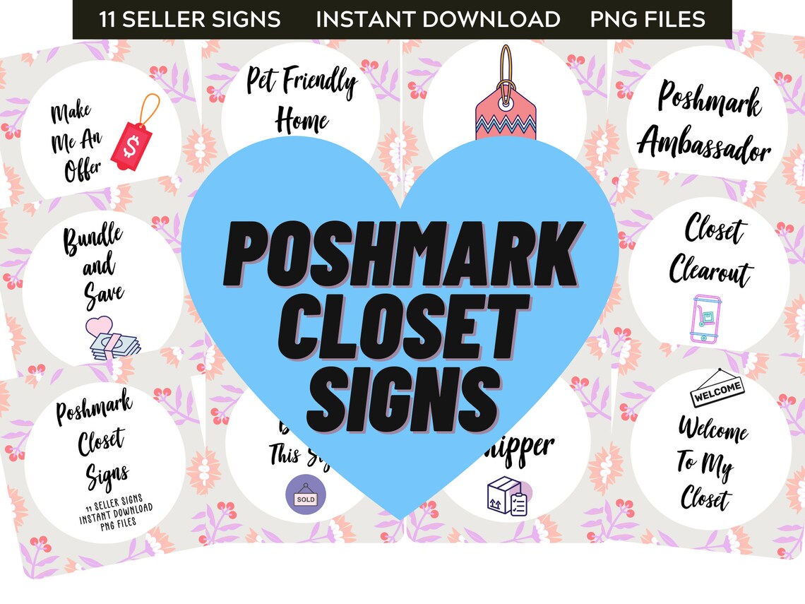 Poshmark Closet Signs Set de 12 poshmark Seller Signs Etsy