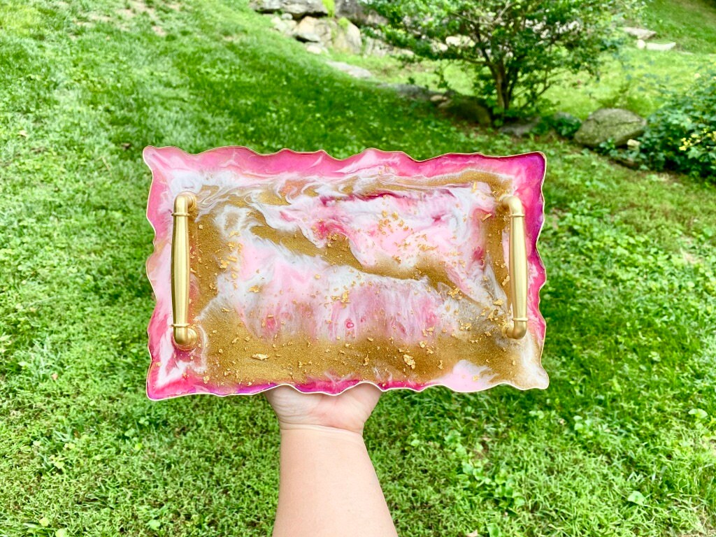 Luxury Jewelry Dresser Dish Serving Tray w/ Handles Gold & Etsy
