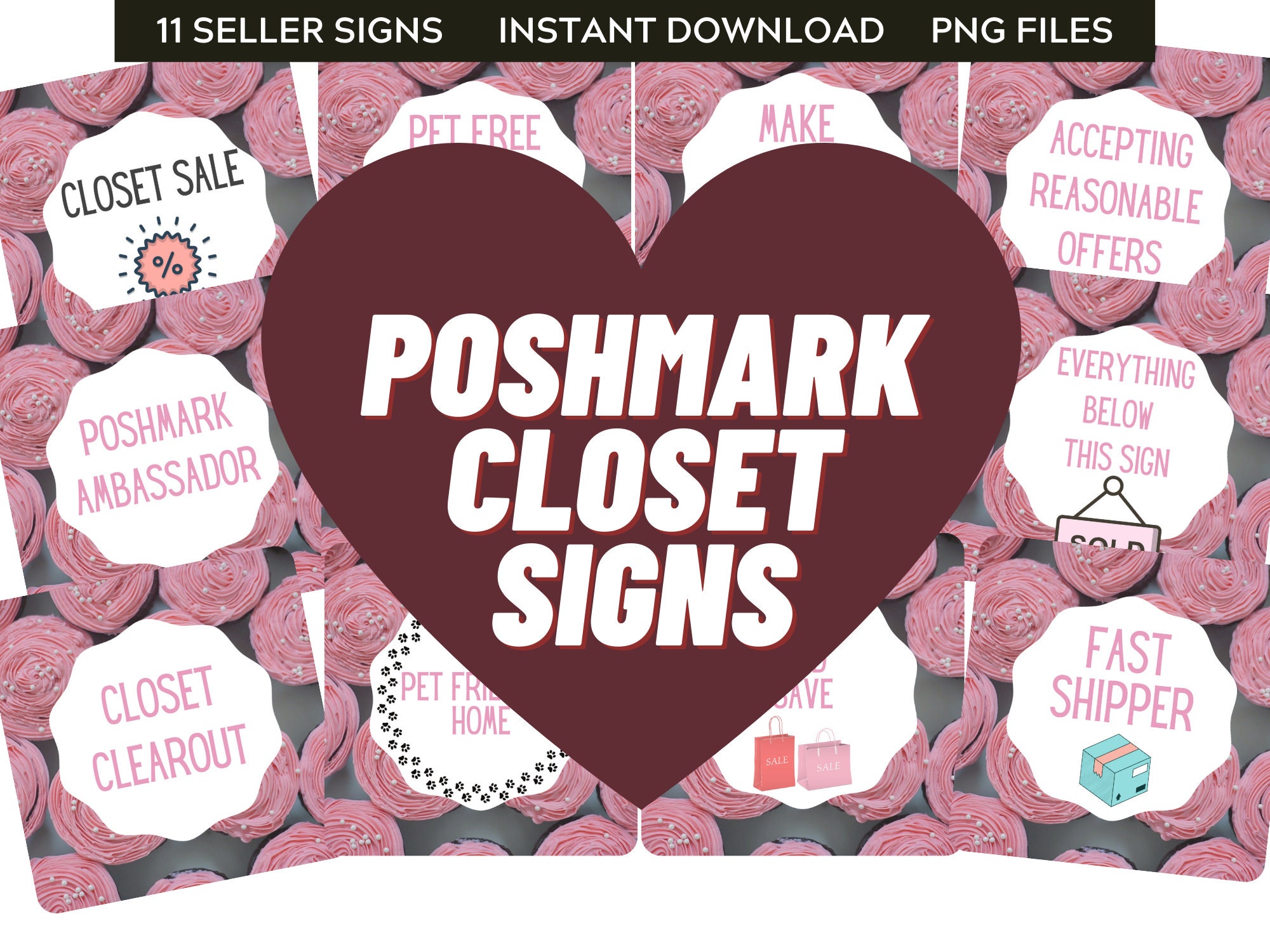 Poshmark Closet Signs Set of 12 Poshmark Seller Signs Etsy