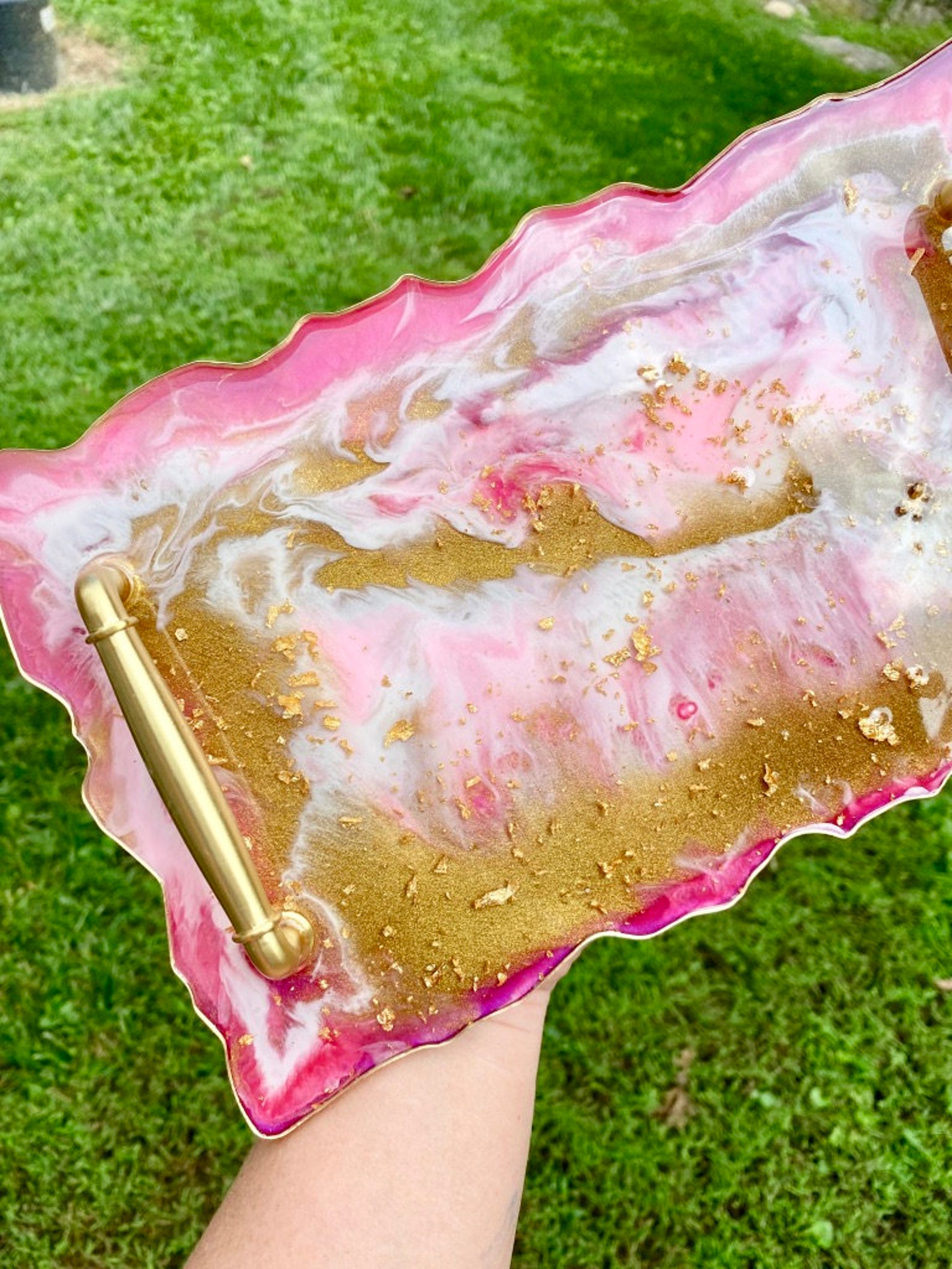 Luxury Jewelry Dresser Dish Serving Tray w/ Handles Gold & Etsy