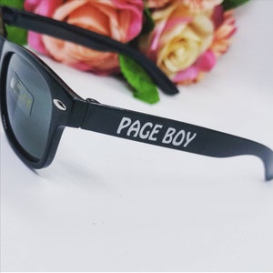 Page Boy Sunglasses, ring security gift, personalised wedding, fashion, ring bearer, flower girl, eyewear, children, childs, custom made. image 1