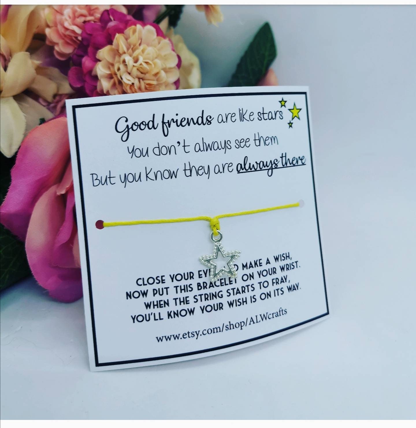 Good Friends Are Like Stars Wish Bracelet Gift Idea Cord and Charm