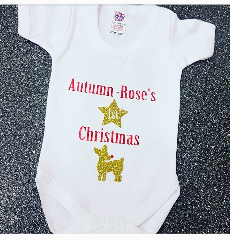 My 1st christmas Vest Babygrow Gift Baby Grow Clothes Bodysuit 100/% Cotton