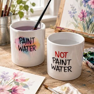 Paint Water Ceramic Pot | Artist Gift, Brush Holder