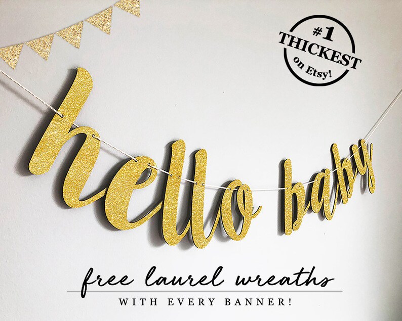 Hello Baby Banner Gold Glitter Baby Shower Decorations Baby Etsy Hello Baby Banner Gold Glitter Baby Shower Decorations Baby Etsy