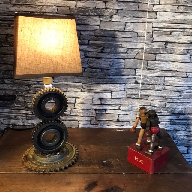 Lampe Récup Deco Loft Industriel Très Anciens Engrenages
