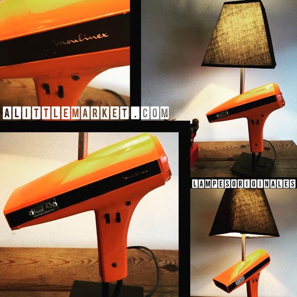 Lot De 2 Anciens Sèche-cheveux Vintage Moulinex Des Années 70 - Couleurs Orange Et Rose, 400W