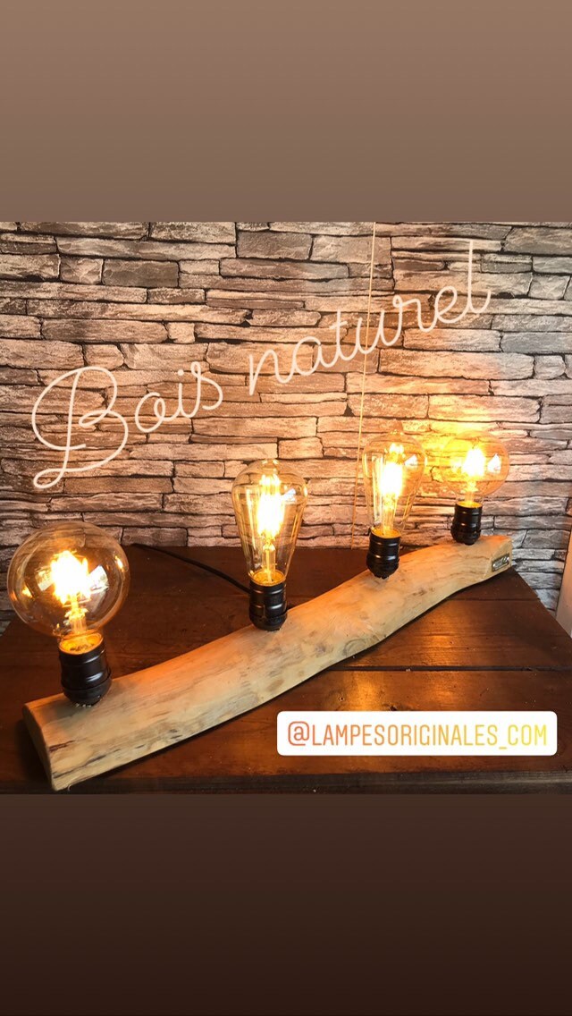 Lampesoriginales.com Vous Presente La Branche de Bois Naturel avec 4 Ampoules Leds